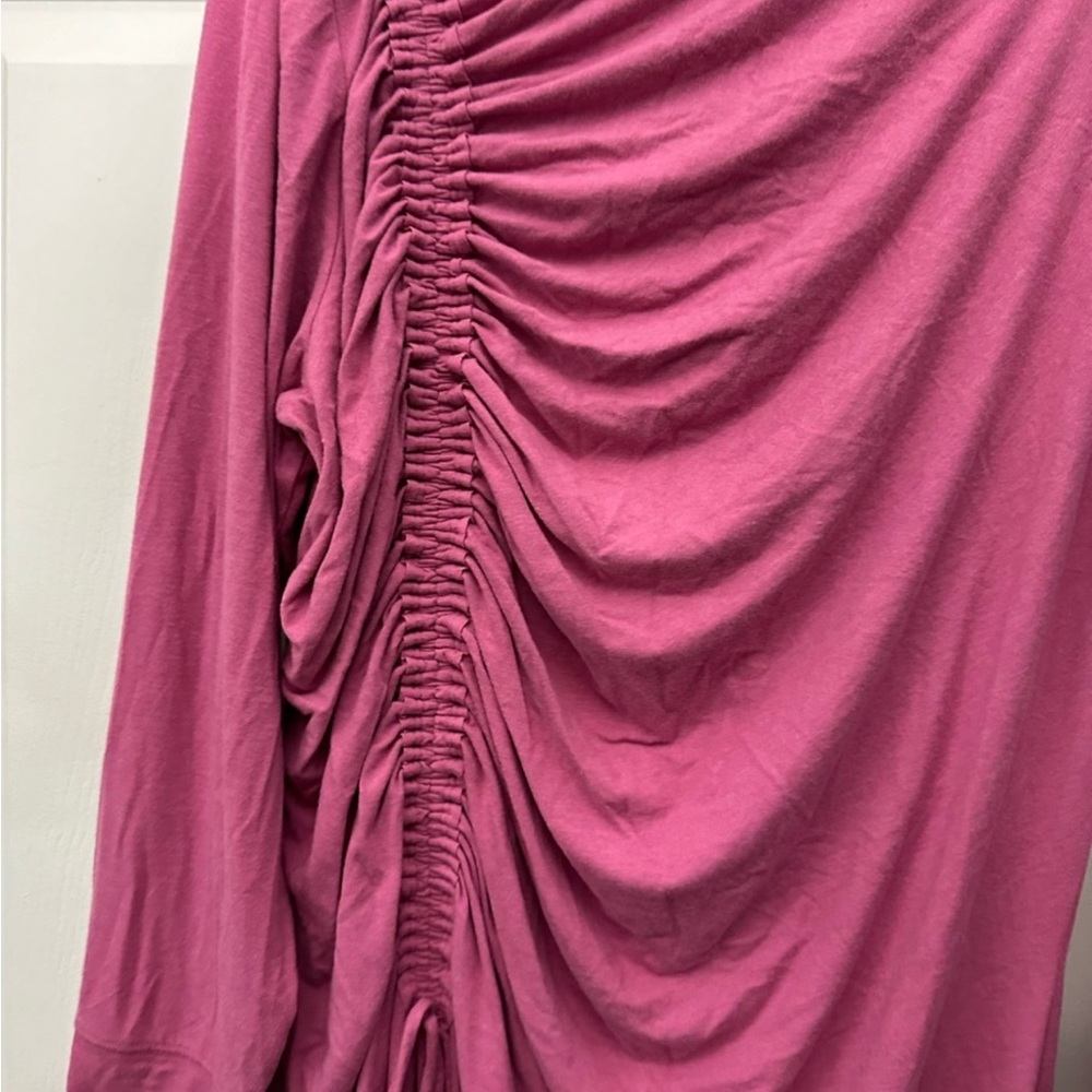 Anthropology Pretty in Pink Mock Neck Bodycon Knit Gathering Plus 3X Dress - Picture 2 of 14